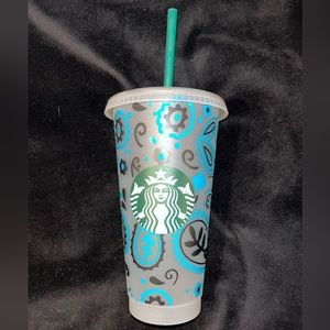 Large Starbucks Teal Paisley Cup